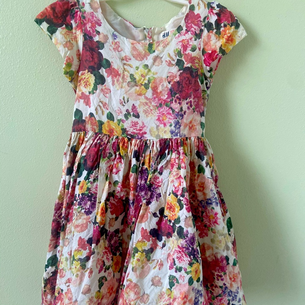 H&M girls floral dress sz 6-7